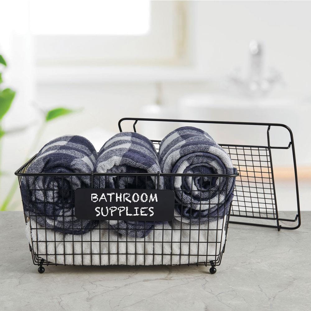 Chalkboard Stacking Storage Basket with Lid