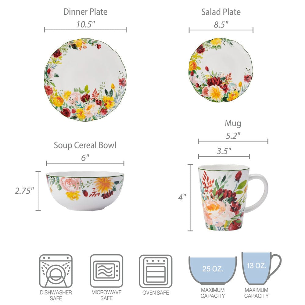 Clara 16 Piece Dinnerware Set, Service for 4