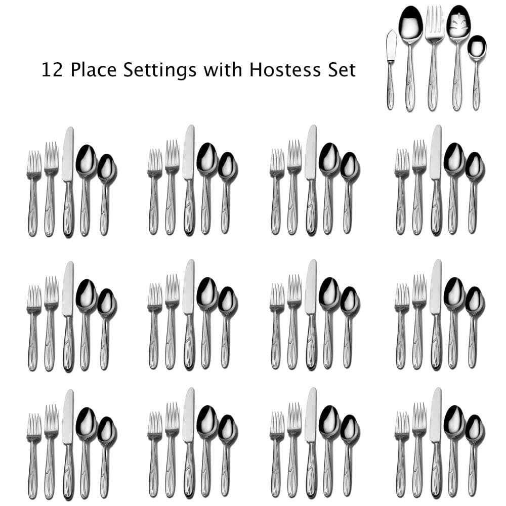 Cocoa Blossom 65 Piece Flatware Set, Service for 12