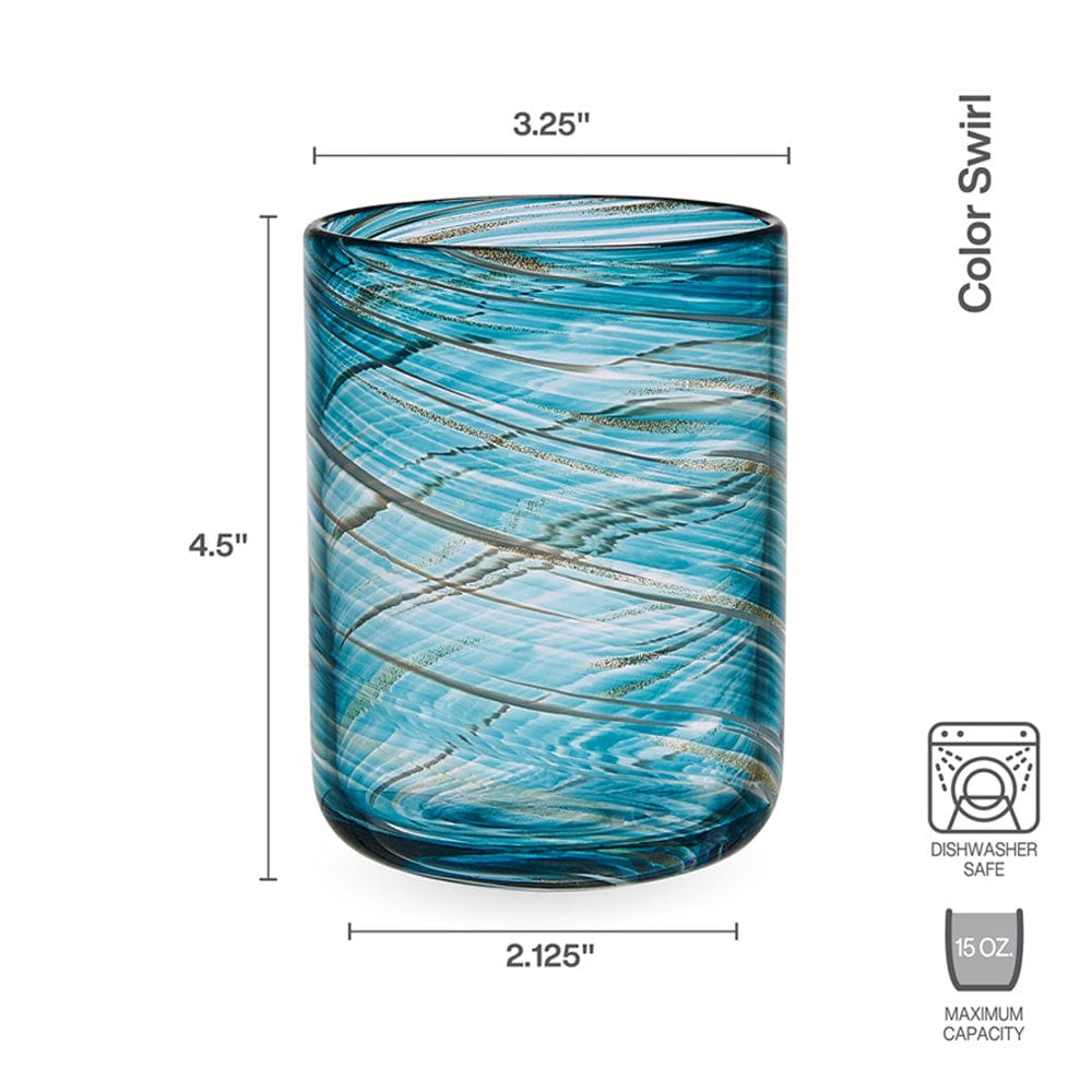 Color Swirl Set of 4 Double Old Fashioned Glasses