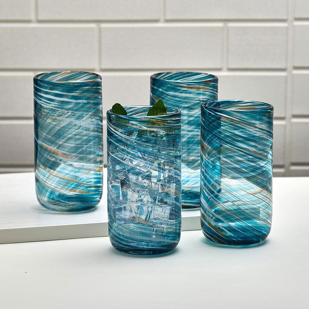 Color Swirl Set of 4 Highball Glasses
