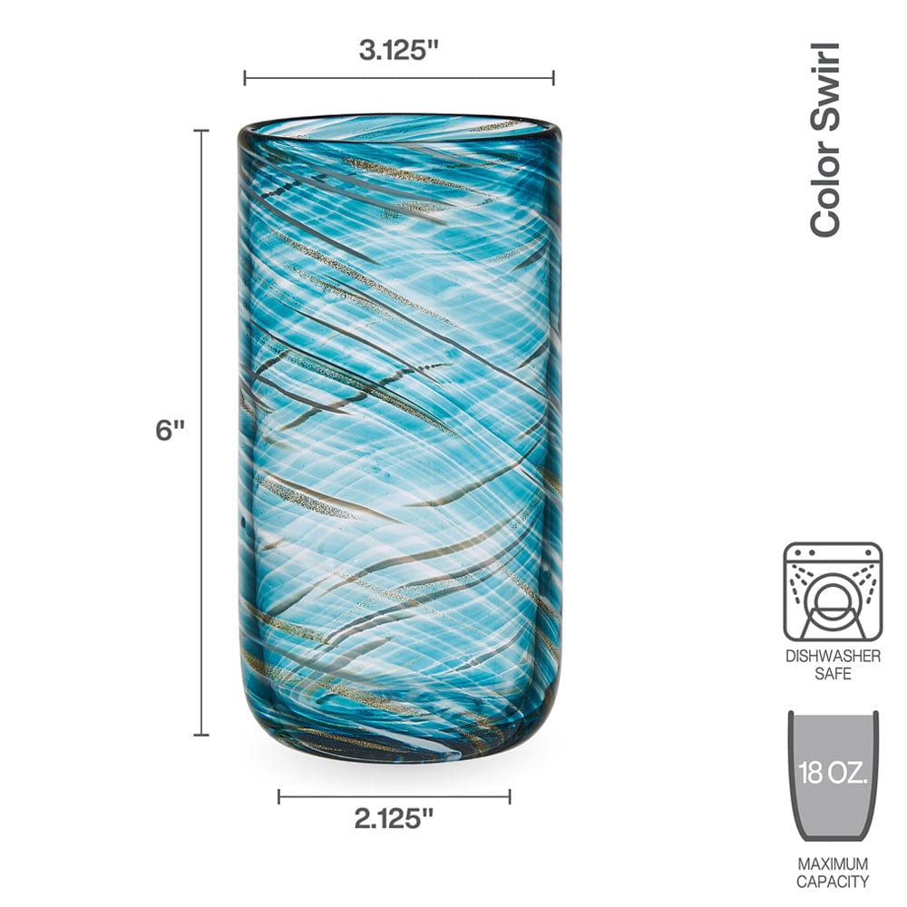 Color Swirl Set of 4 Highball Glasses