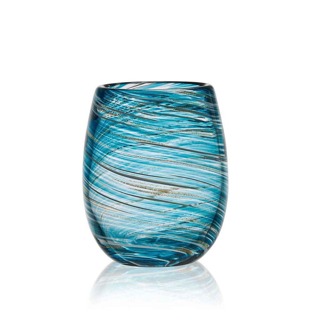 Color Swirl Set of 4 Stemless Wine Glasses
