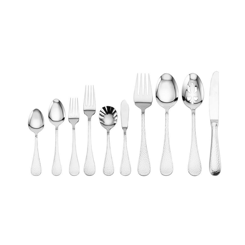 Continental Hammered 65 Piece Flatware Set, Service for 12