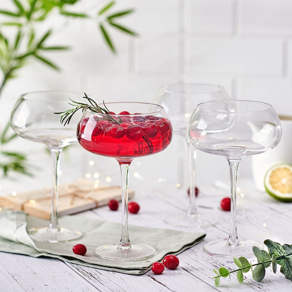 Craft Cocktail Set of 4 Coupe Champagne Wine Glasses