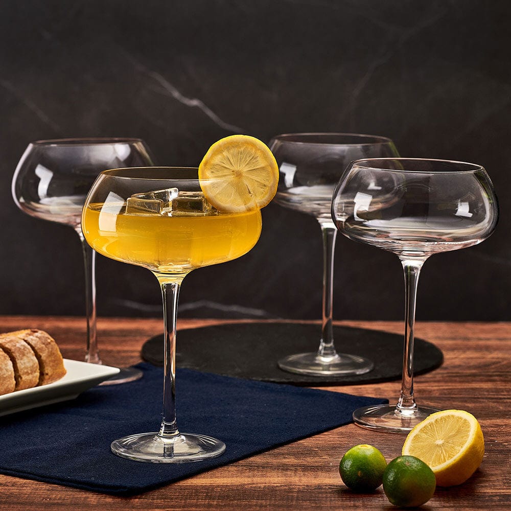 Craft Cocktail Set of 4 Coupe Champagne Wine Glasses