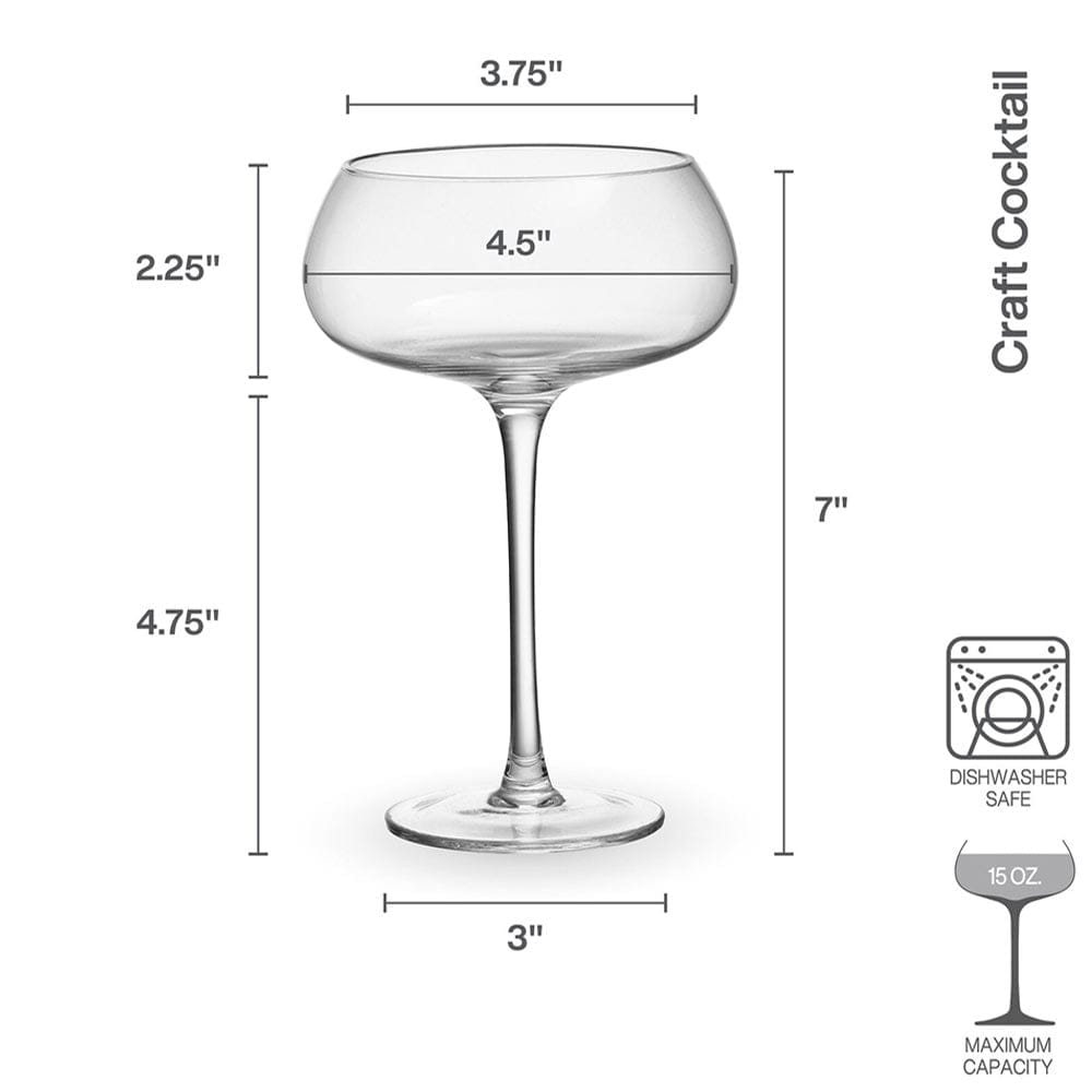 Craft Cocktail Set of 4 Coupe Champagne Wine Glasses