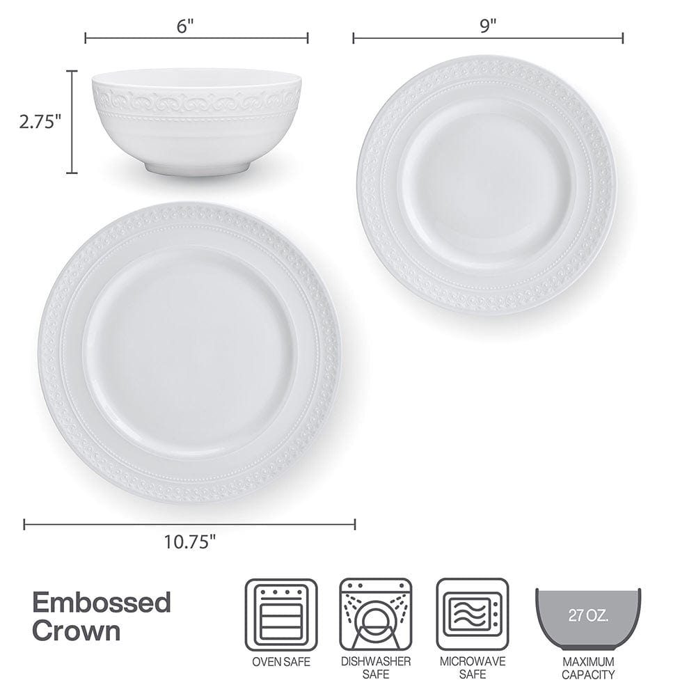 Crown 18 Piece Dinnerware Set, Service for 6