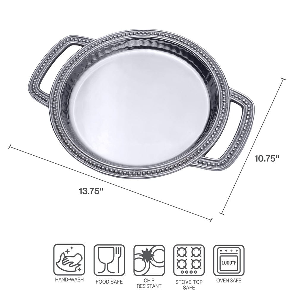 Flutes & Pearls Small Round Handled Tray