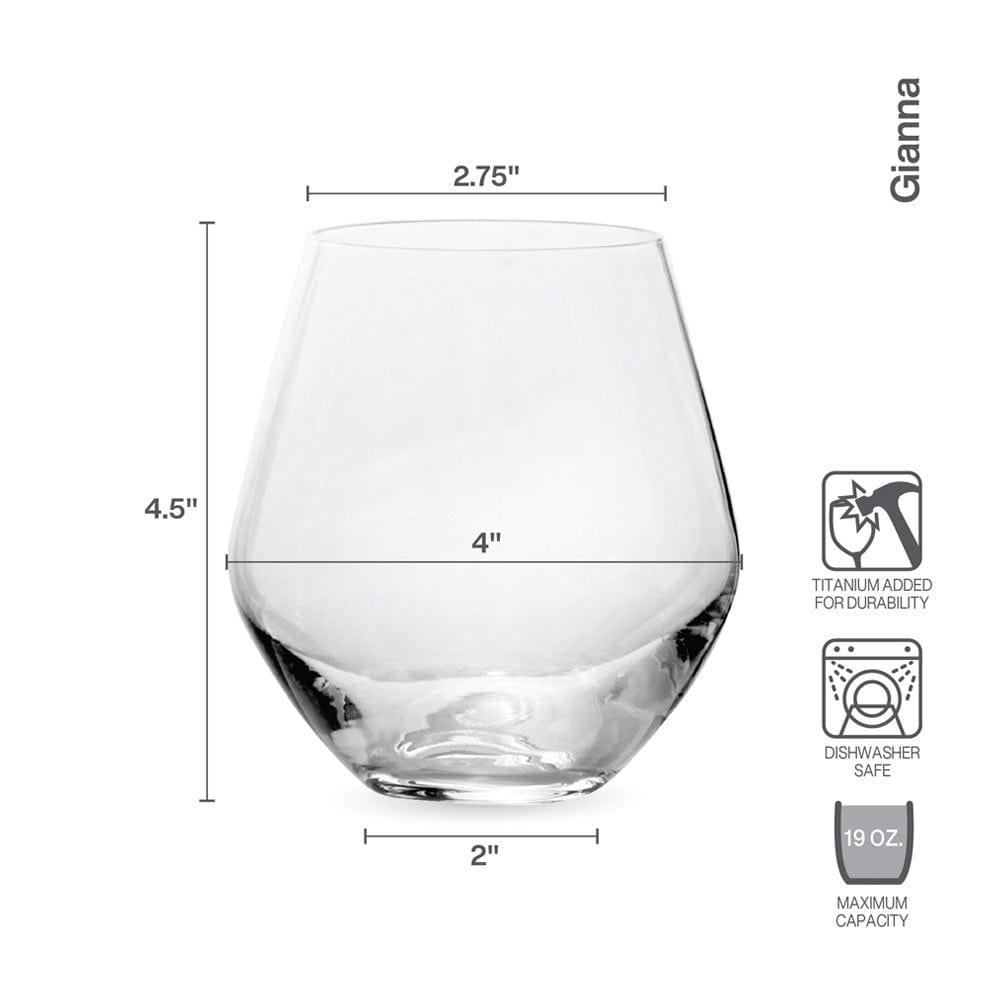 Faceted Silver & Glass Stemless Wine Glasses, Set of 4 — ZENGENIUS, INC.