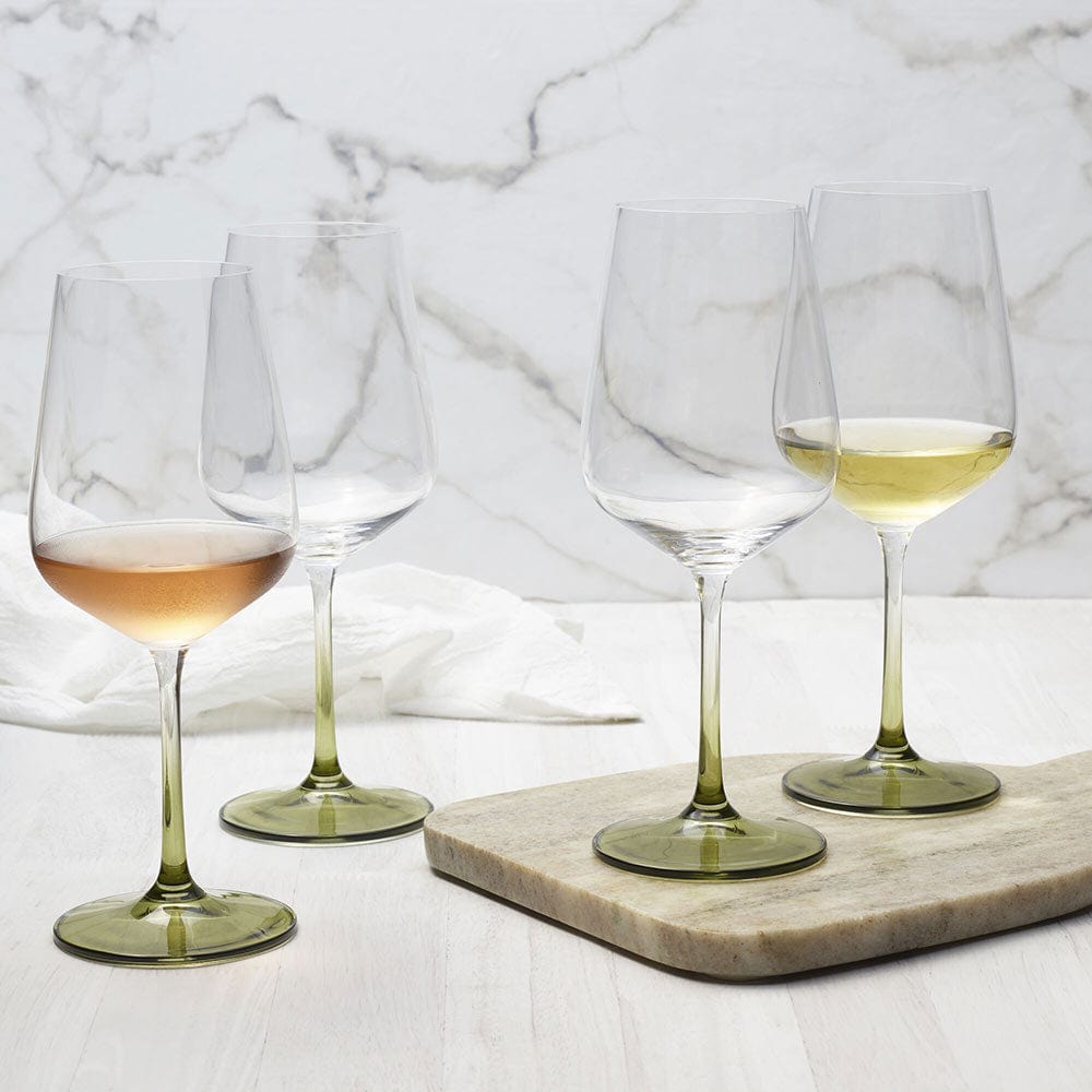 Gianna Ombre Sage Set of 4 White Wine Glasses