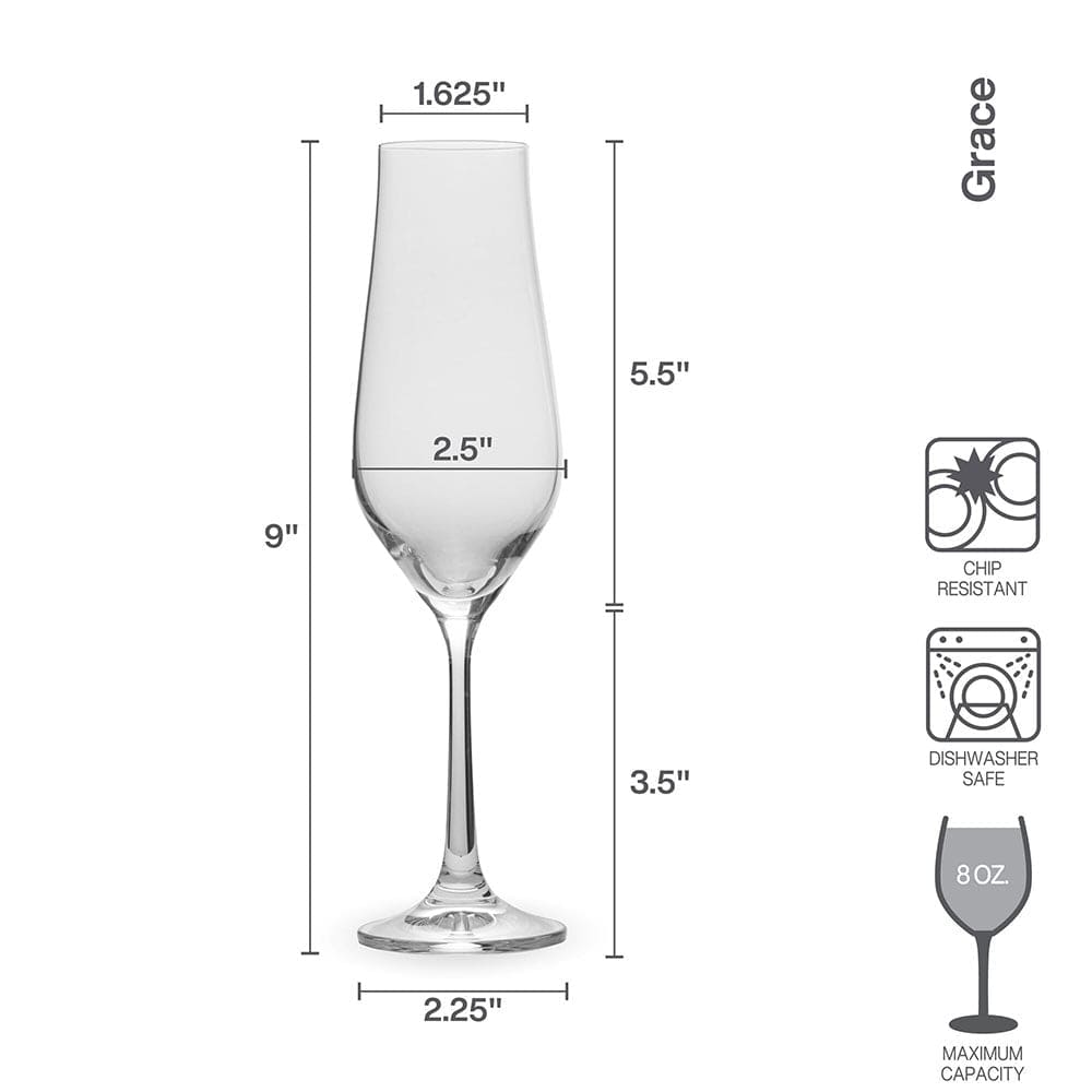 Grace Set of 4 Champagne Flute Glasses