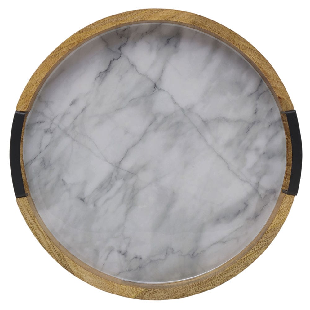 Gray Marble Lazy Susan Serve Tray