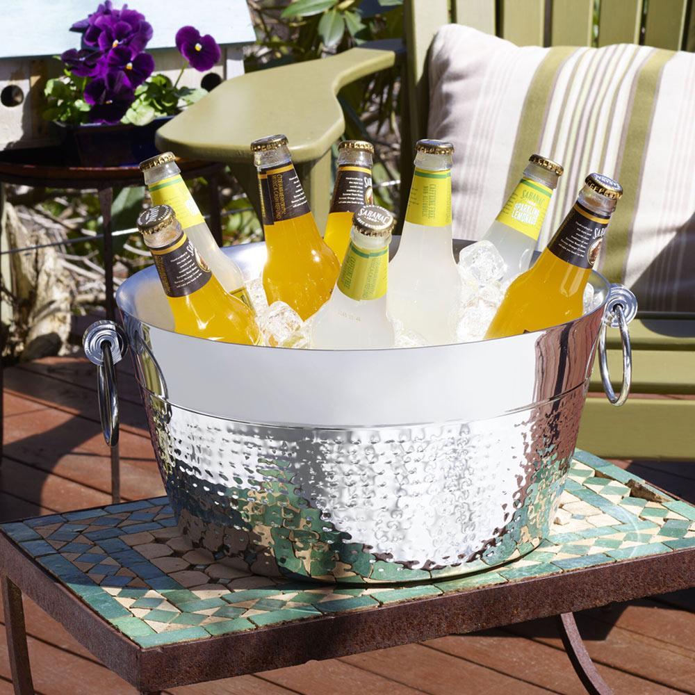 Hammered and Polished Beverage Tub, 12 Quart