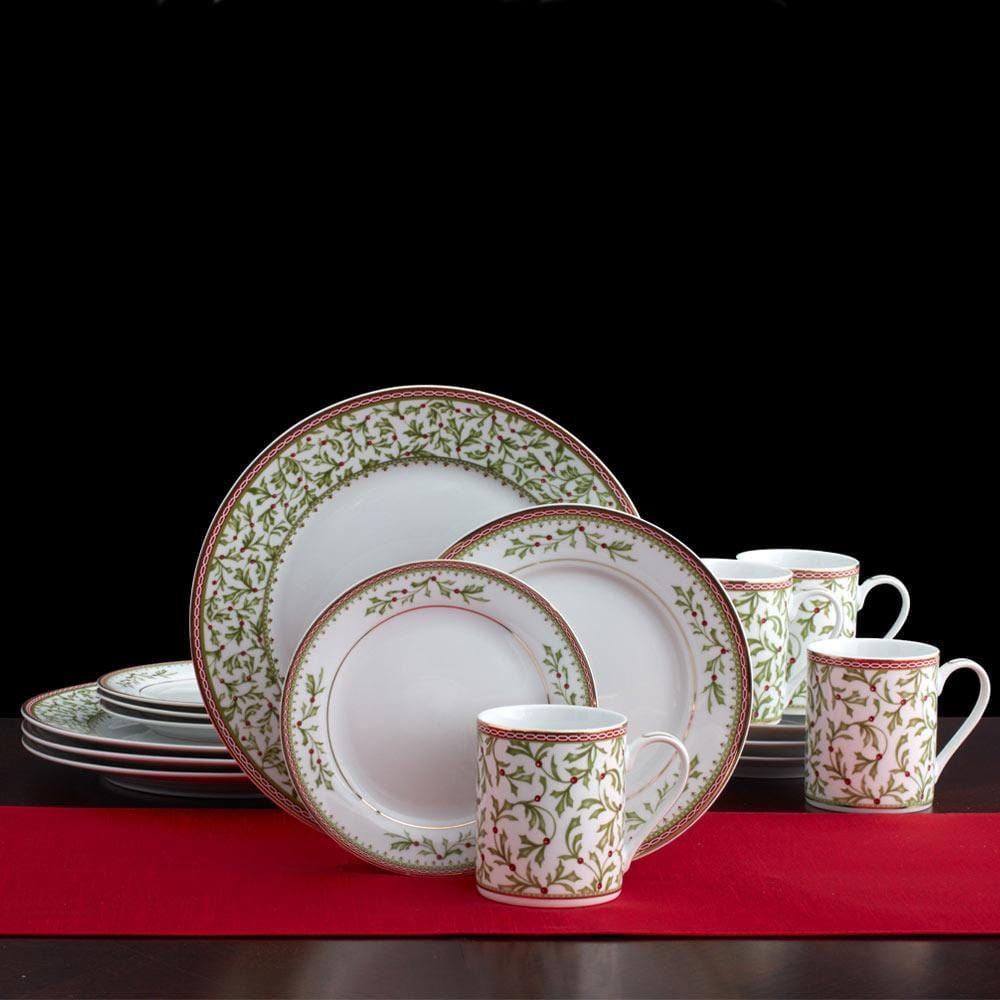 Holiday Traditions 16 Piece Dinnerware Set with Mugs