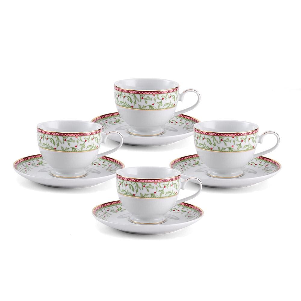 Holiday Traditions Tea Cups and Saucers, Set of 4