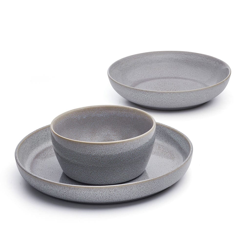 Huxley Grey 9 Piece Dinnerware Bowl Set, Service for 3
