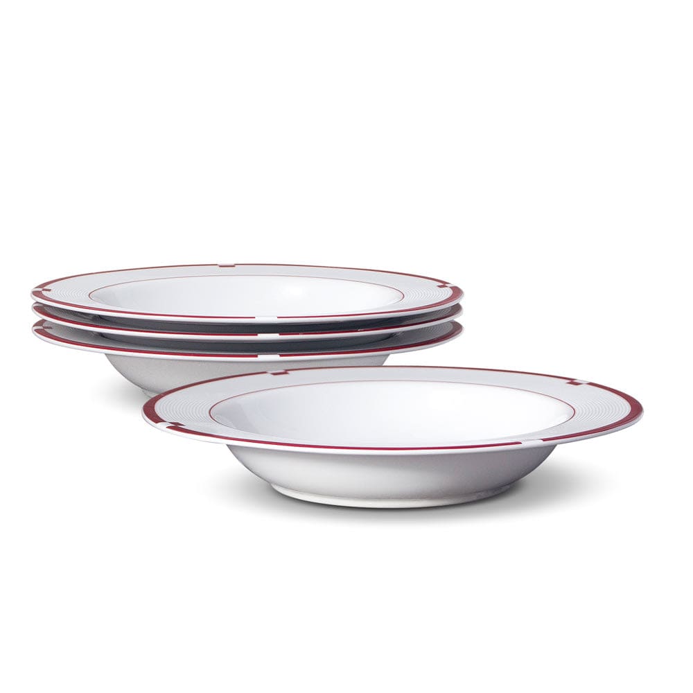 Jet Set Red Set of 4 Rim Soup Bowls