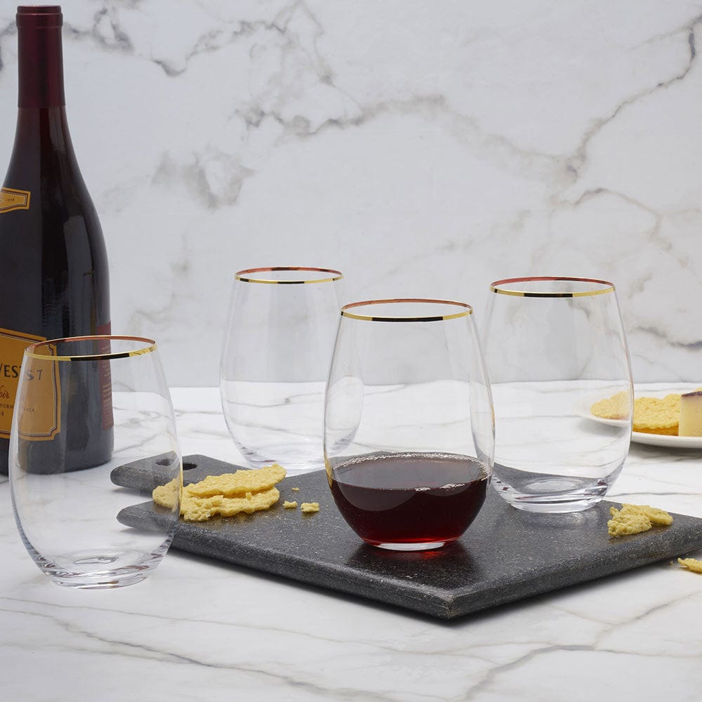 Julie Gold Set of 4 Stemless Wine Glasses