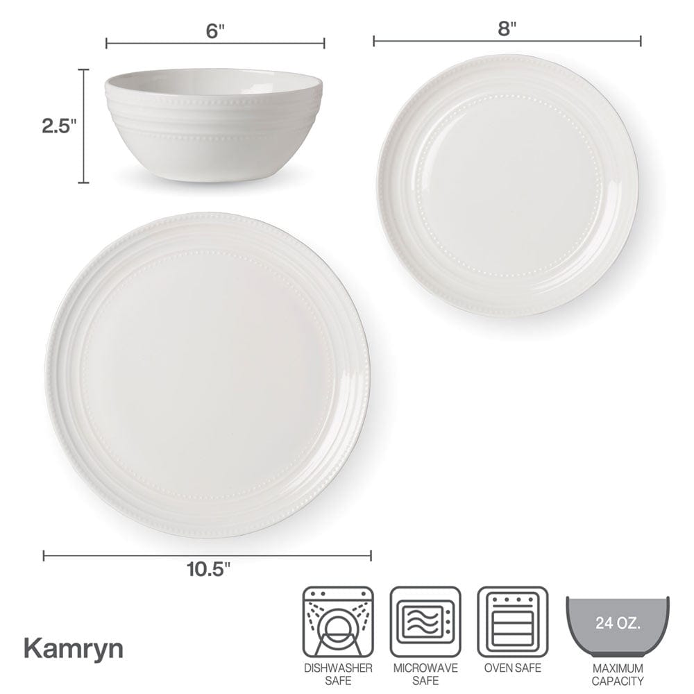 Kamryn Vegan Bone™ 12 Piece Dinnerware Set, Service for 4