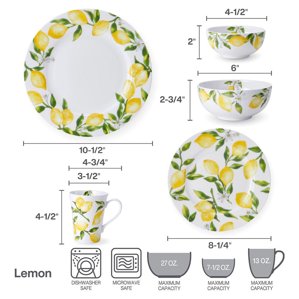 Lemons 40 Piece Dinnerware Set, Service for 8
