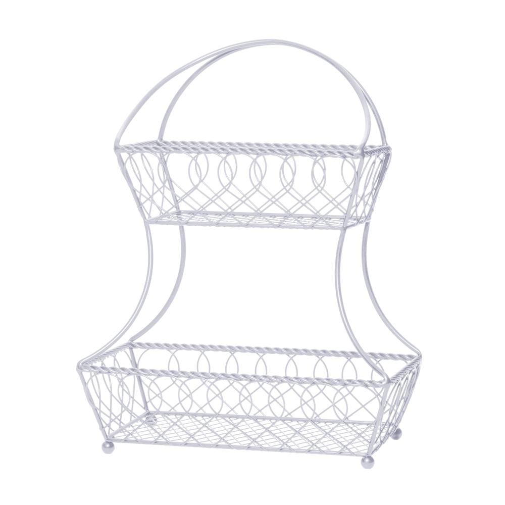 Loop and Lattice 2 Tier White Flatback Fruit Storage Basket
