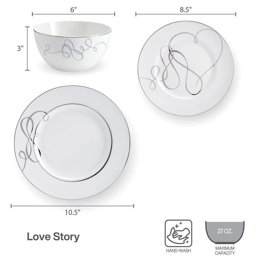 Love Story 24 Piece Dinnerware Set, Service for 8