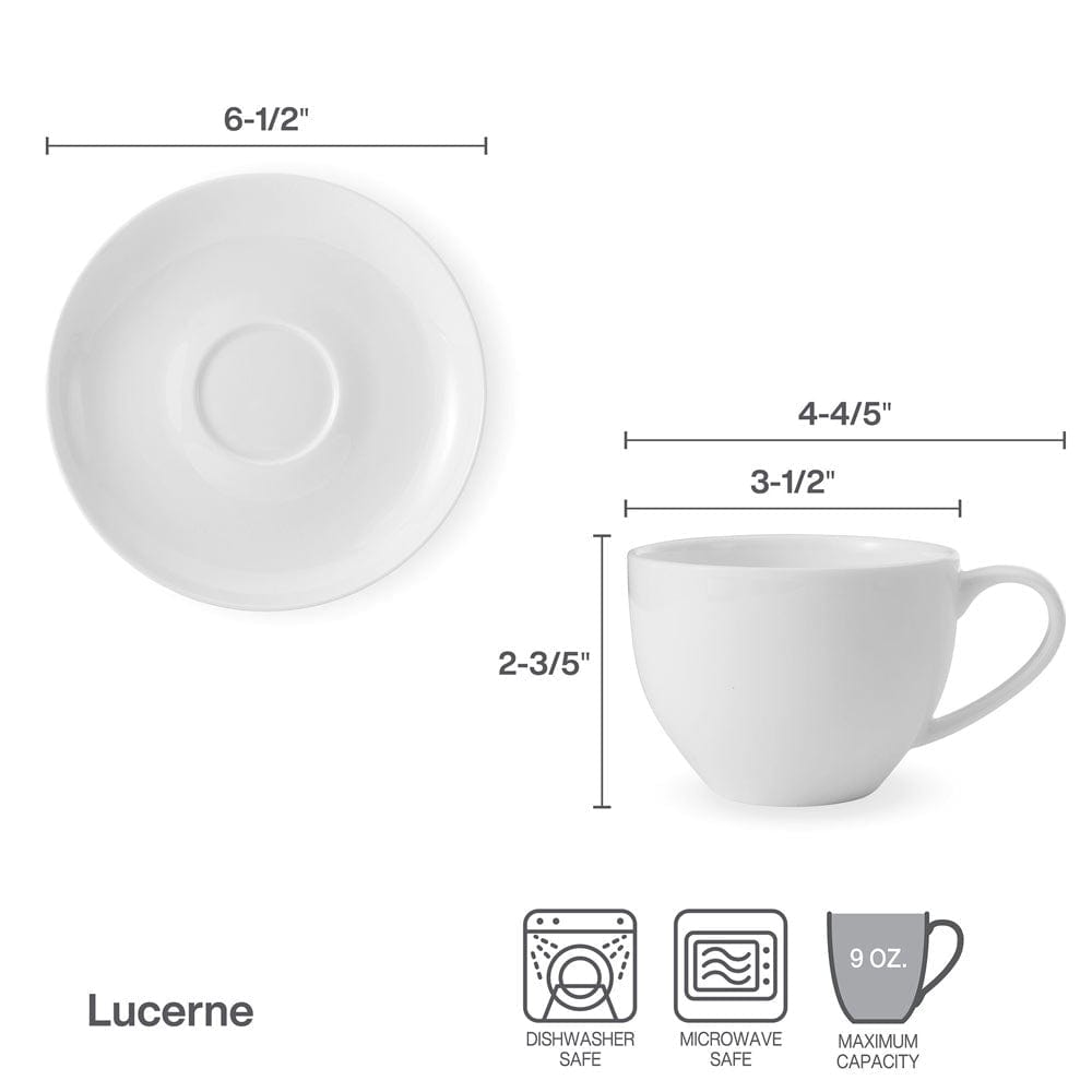 Lucerne White Tea Cup and Saucer