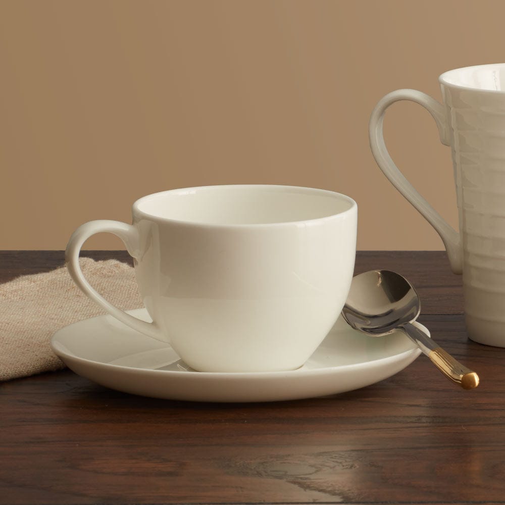 Lucerne White Tea Cup and Saucer