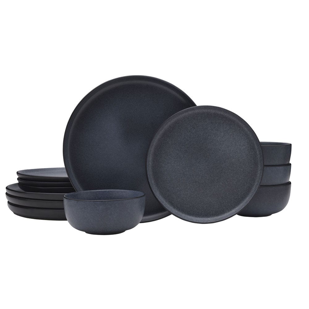 12-Piece Matte Stoneware Dinnerware Set, Gray