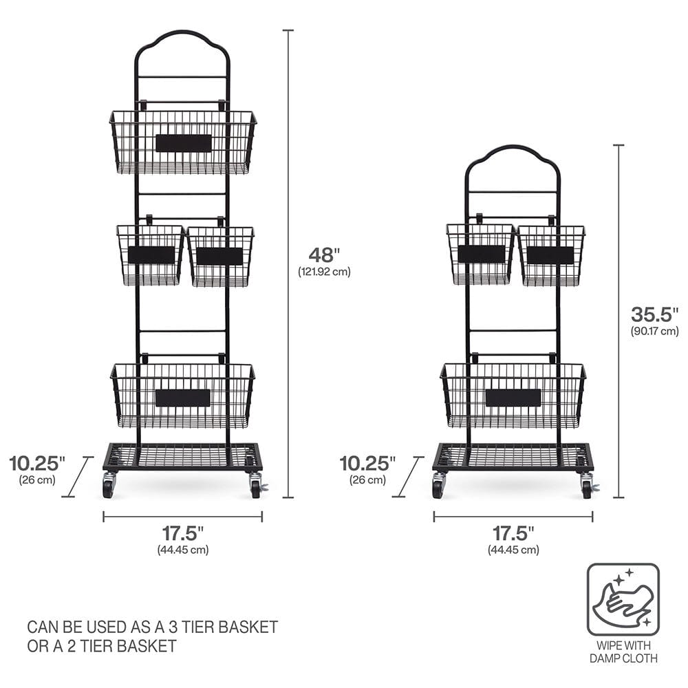 Mercato 3 Tier Adjustable Storage Rack with Chalkboard Plates