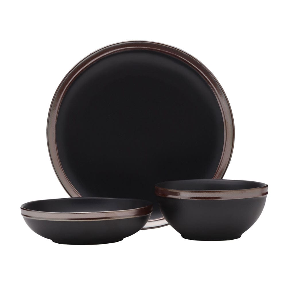 Miller Black 12 Piece Dinnerware Set, Service for 4