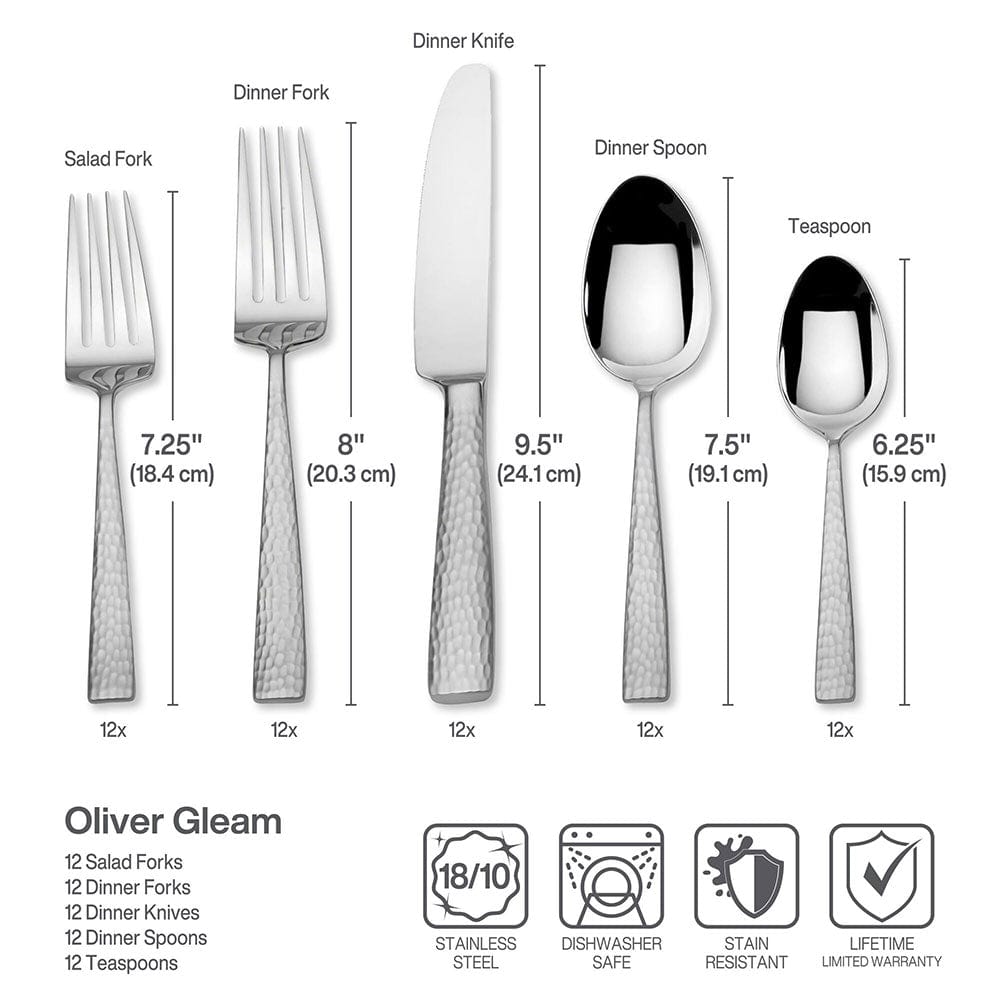 Oliver Mirror 65 Piece Flatware Set, Service for 12