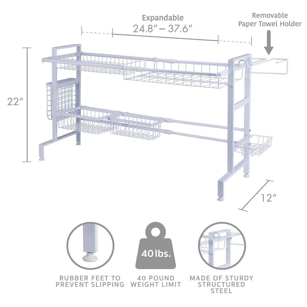 Over the Sink 2 Tier Expandable Organizer Dish Drying Rack