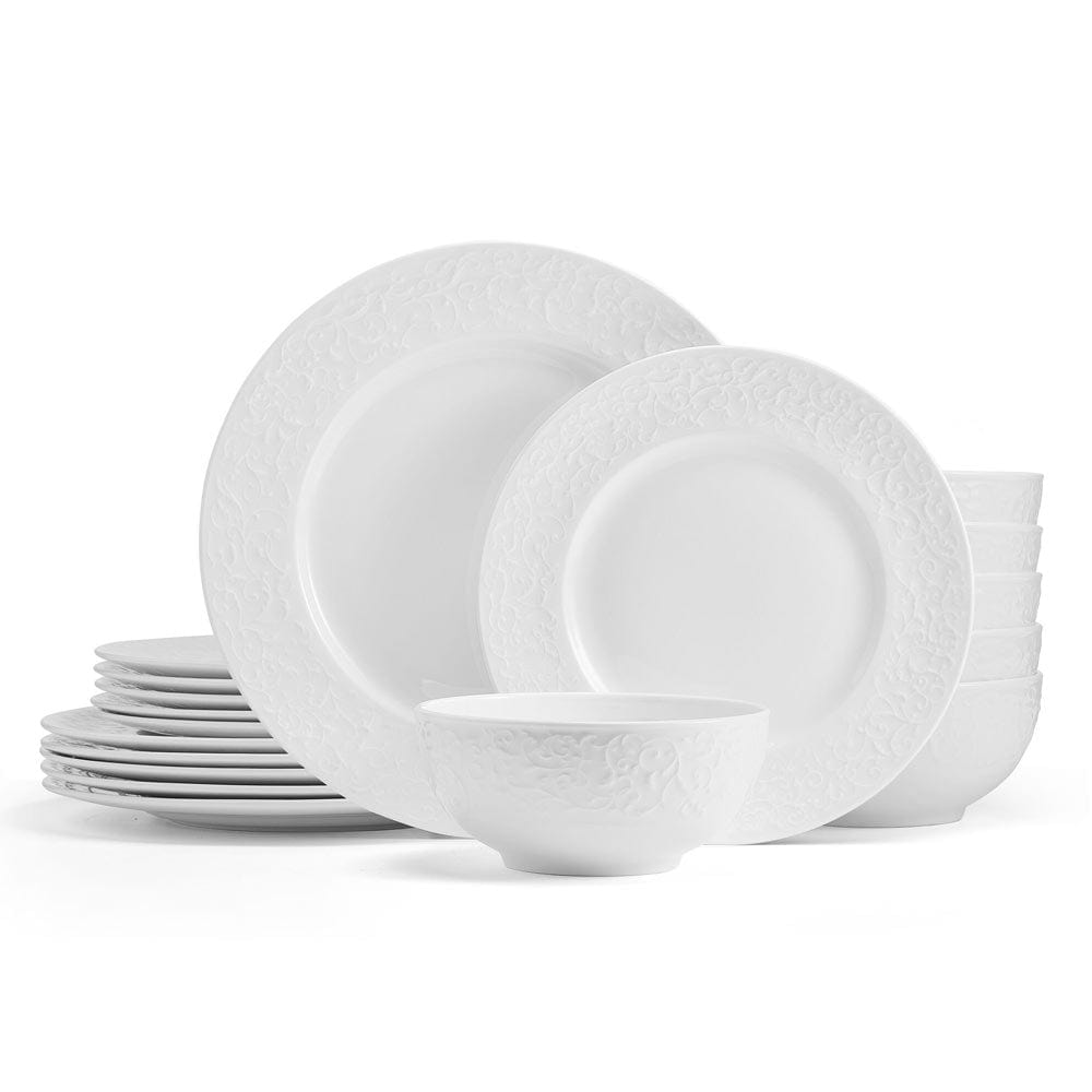 Parchment White 18 Piece Dinnerware Set, Service for