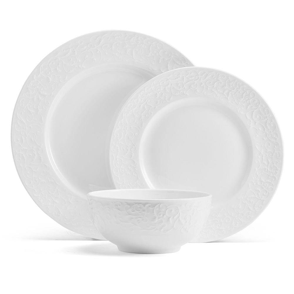 Parchment White 18 Piece Dinnerware Set, Service for 6