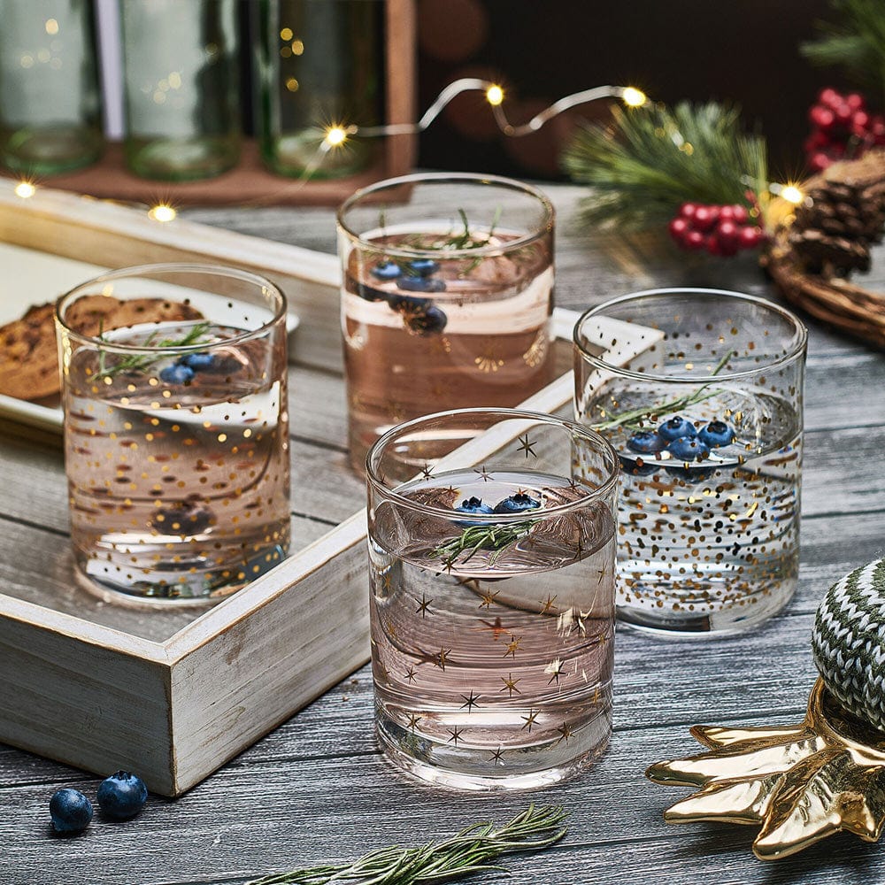 Party Set of 4 Double Old Fashioned Whiskey Glasses