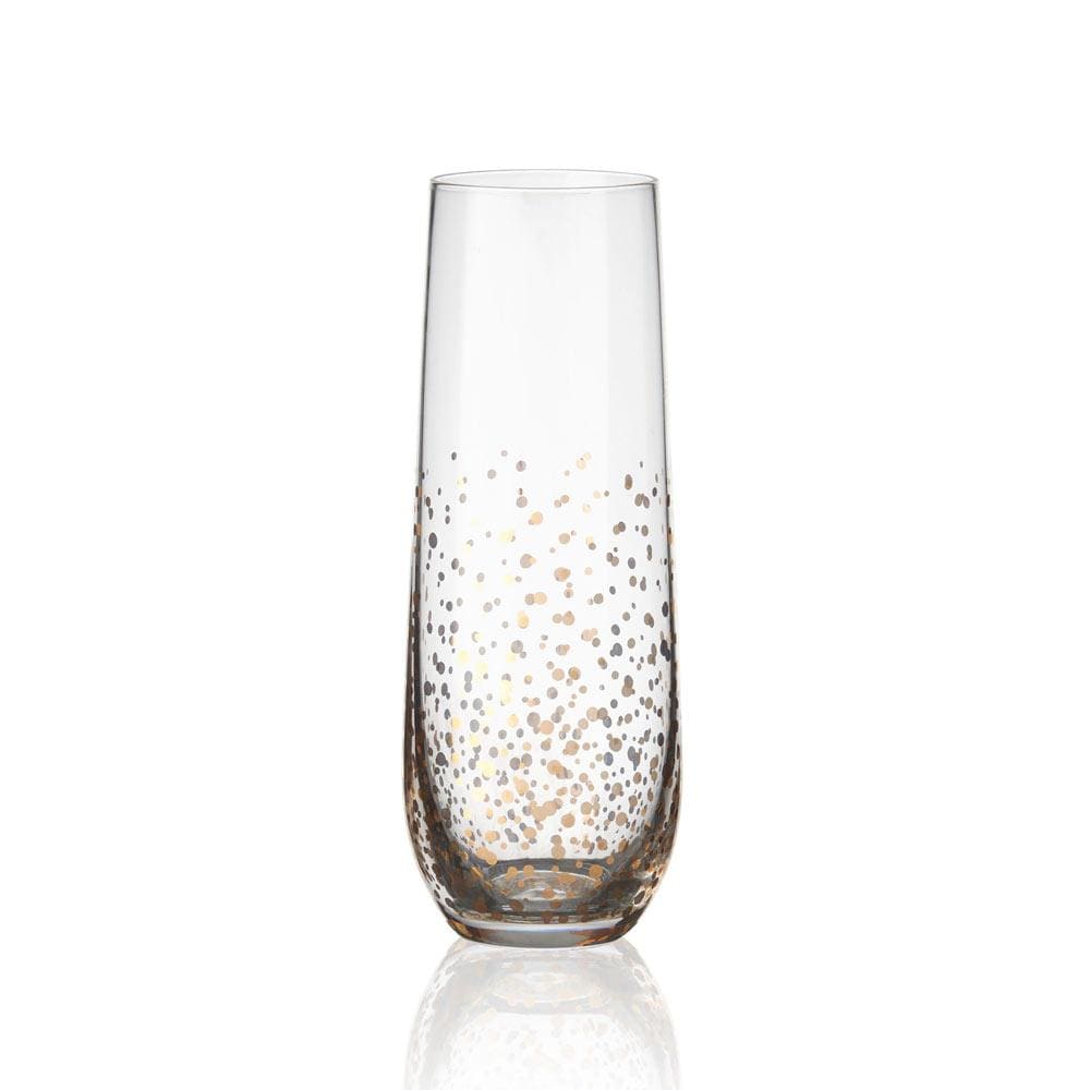 Party Set of 4 Gold Stemless Flute Glasses