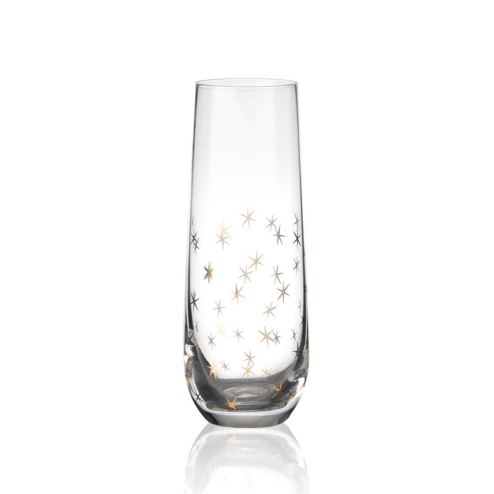 Party Set of 4 Gold Stemless Flute Glasses
