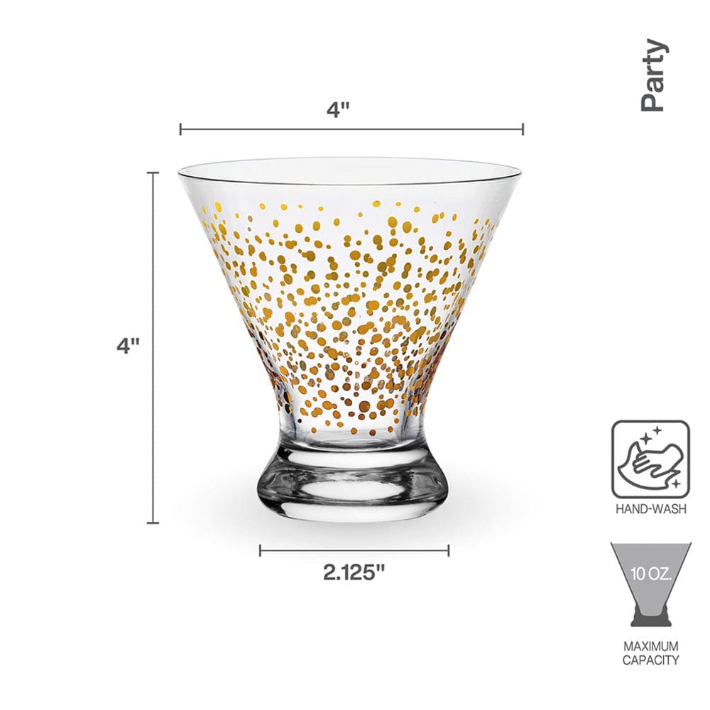 Party Set of 4 Stemless Martini Glasses