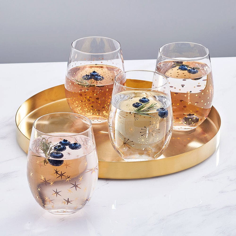 Party Set of 4 Stemless Wine Glasses