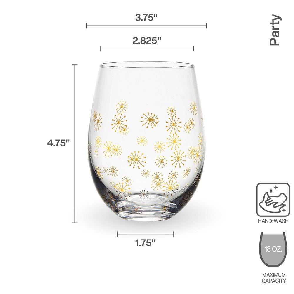 Party Set of 4 Stemless Wine Glasses