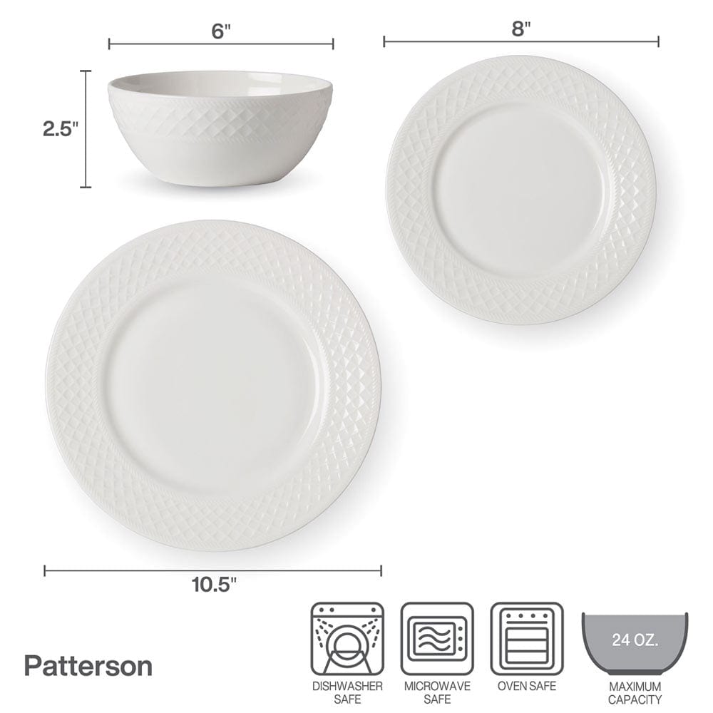 Patterson Vegan Bone™ 12 Piece Dinnerware Set, Service for 4