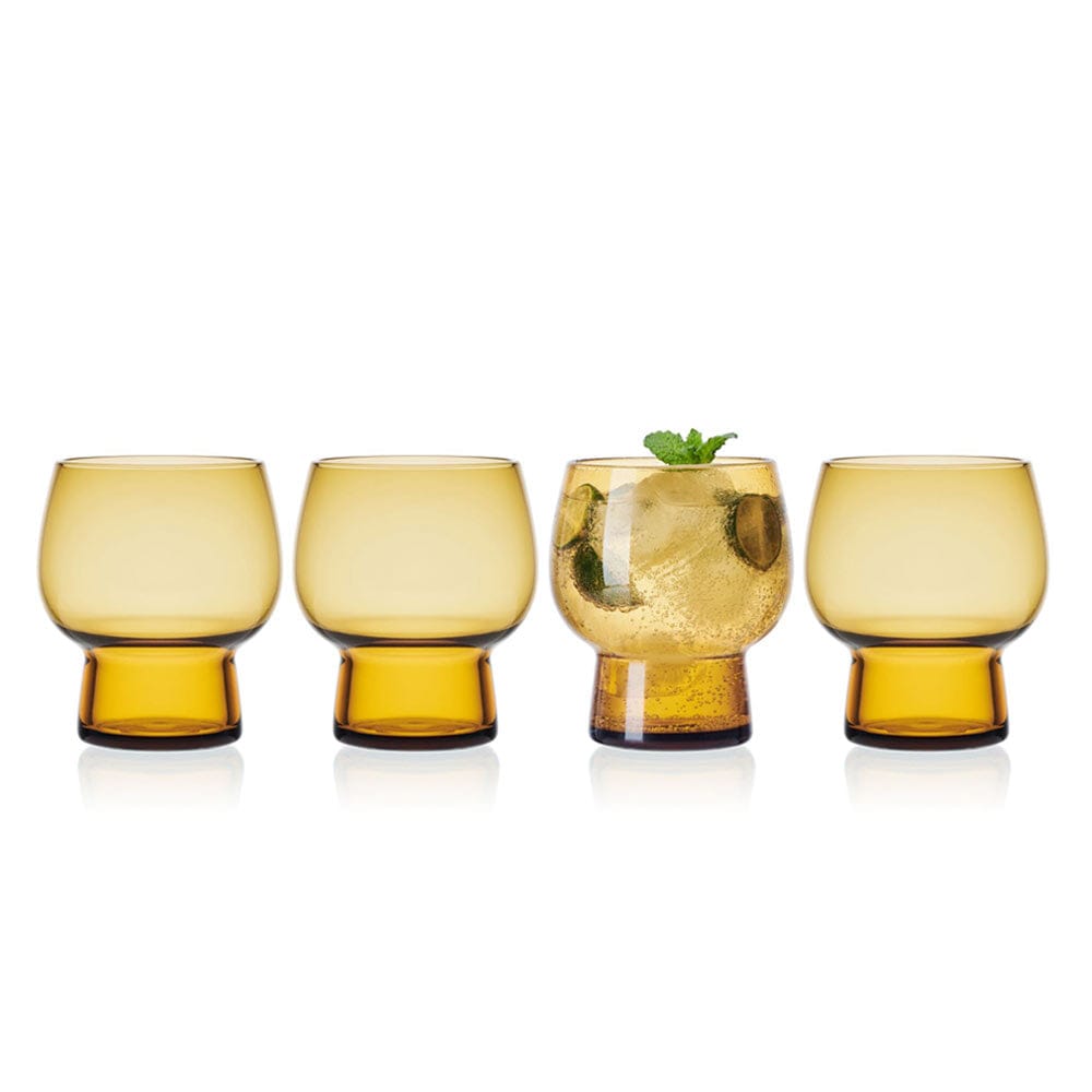 Phoebe Amber Set of 4 Double Old Fashioned Glasses