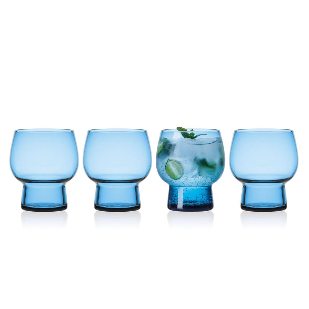 Phoebe Blue Set of 4 Double Old Fashioned Glasses