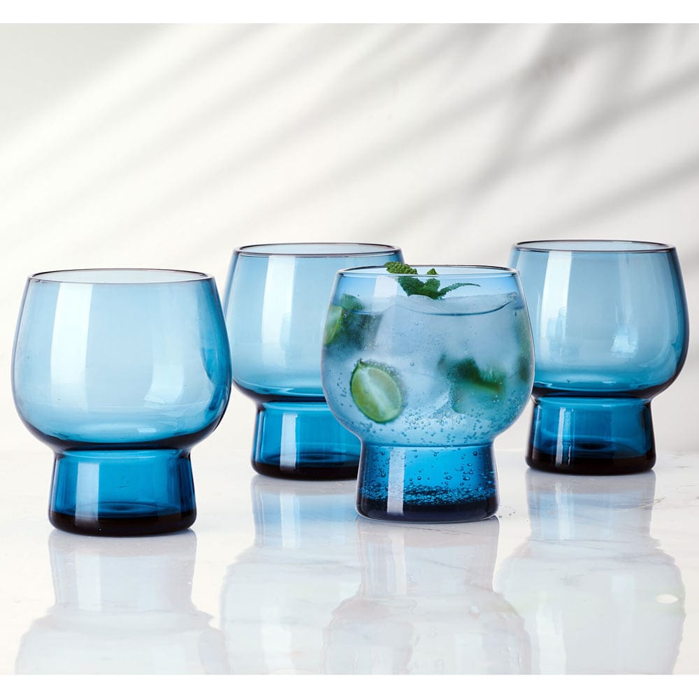 Phoebe Blue Set of 4 Double Old Fashioned Glasses