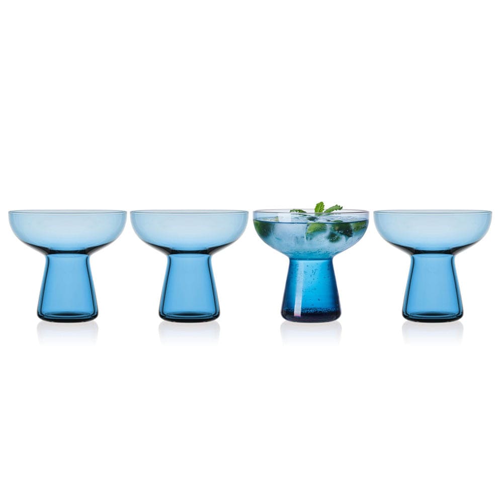 Phoebe Blue Set of 4 Margarita Cocktail Glasses