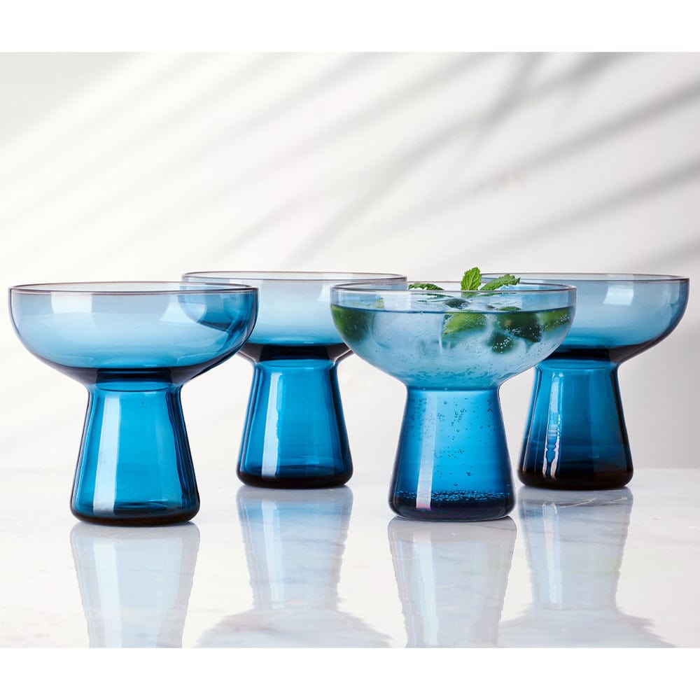 Phoebe Blue Set of 4 Margarita Cocktail Glasses