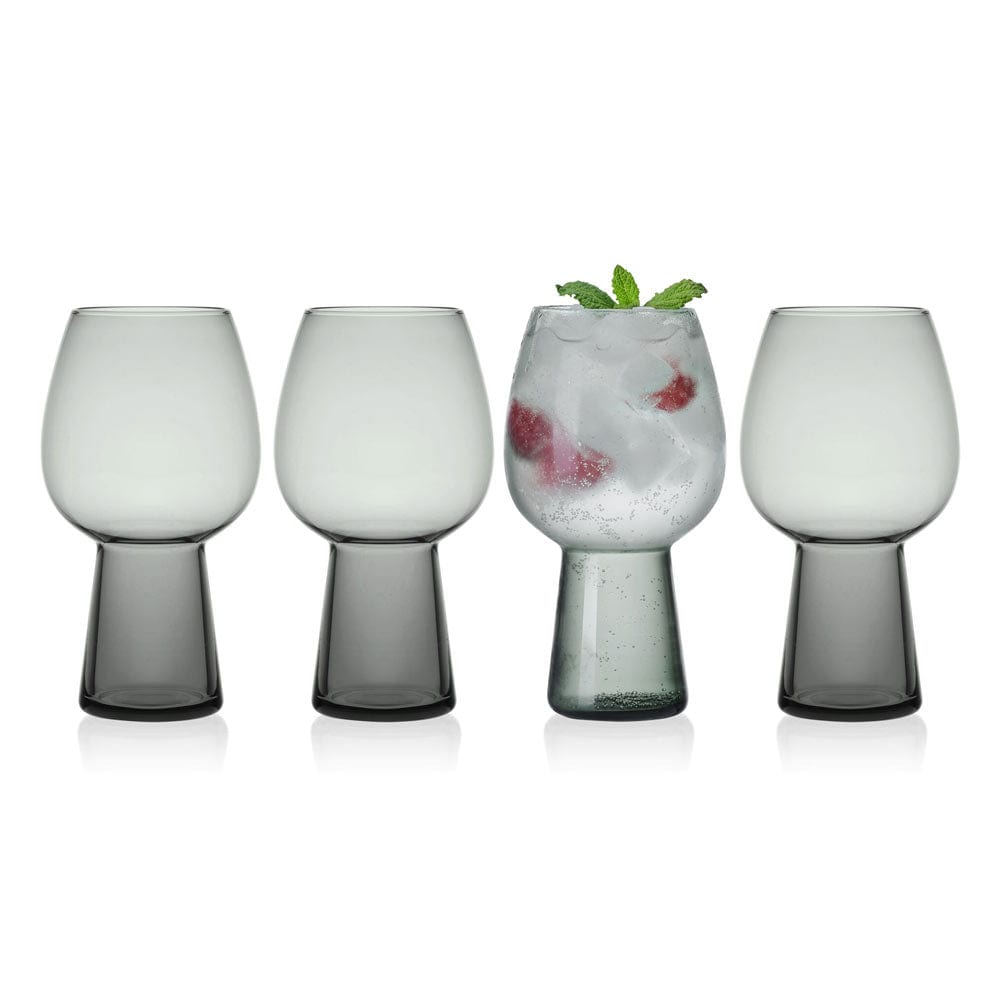 Phoebe Smoke Set of 4 Goblet Beverage Glasses
