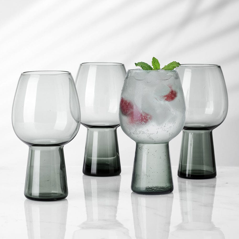 Phoebe Smoke Set of 4 Goblet Beverage Glasses